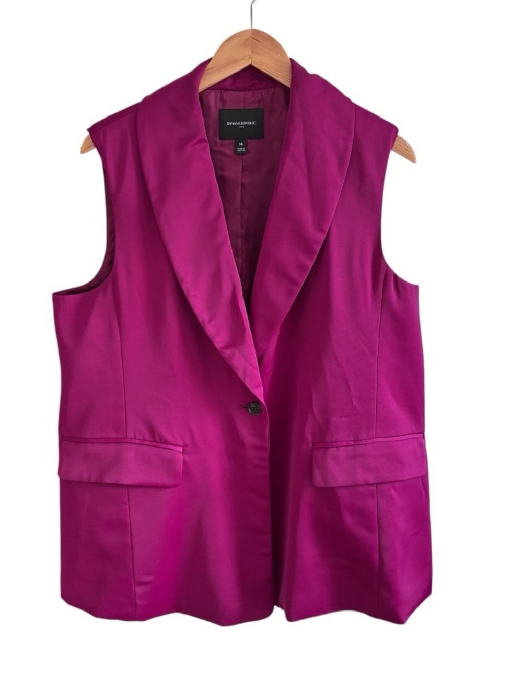 Banana Republic Sleeveless Blazer Top Vest Size 14 Magenta Fuchsia - Picture 2 of 7
